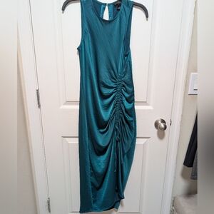 House of Harlow 1960 Teal Sleeveless Ruched Maxi Dress